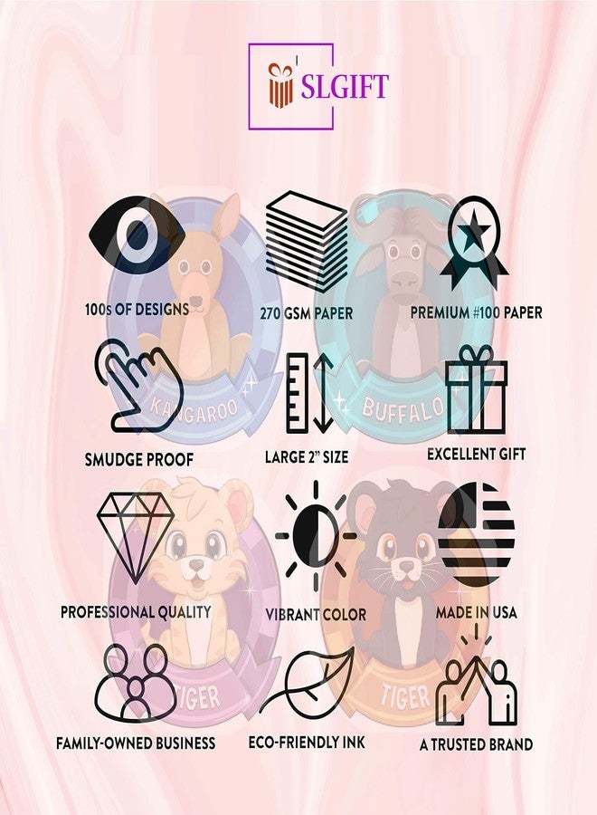SLGIFT Vinyl Cute Animal Theme Sticker, Self-Adhesive Vinyl Stickers, 40 Pieces, 2 x 2 Inches Round Sticker, 4 Unique Designs, R143 - Image 5